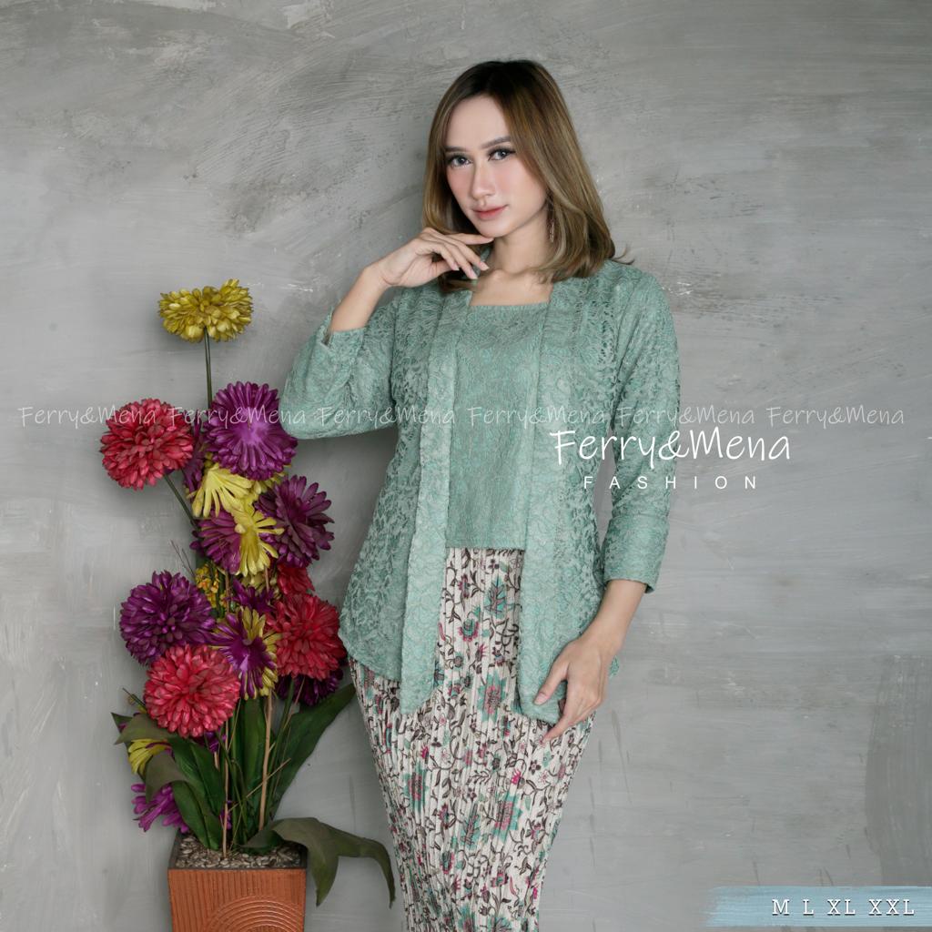 Kadai.baju /Kebaya kutu baru / Kebaya floy brukat kartini / Kebaya tunik modern / Kebaya pesta wanita Size M L XL XXL XXXL