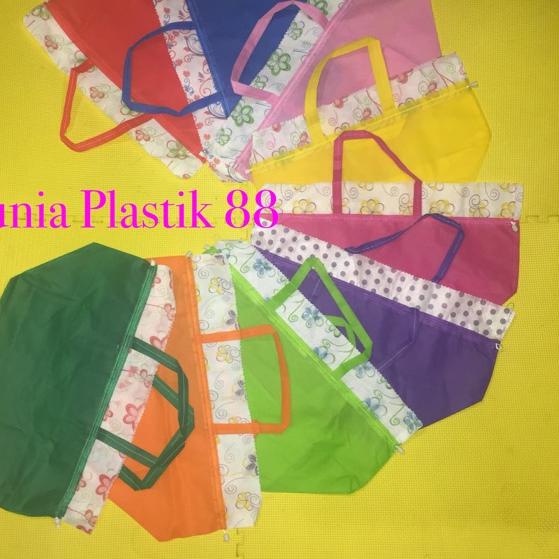 

➱ isi12PCS kantong TAS KAIN SERUT spundbond spondbond goodie bag tenteng untuk bekal dus kotak nasi ➮