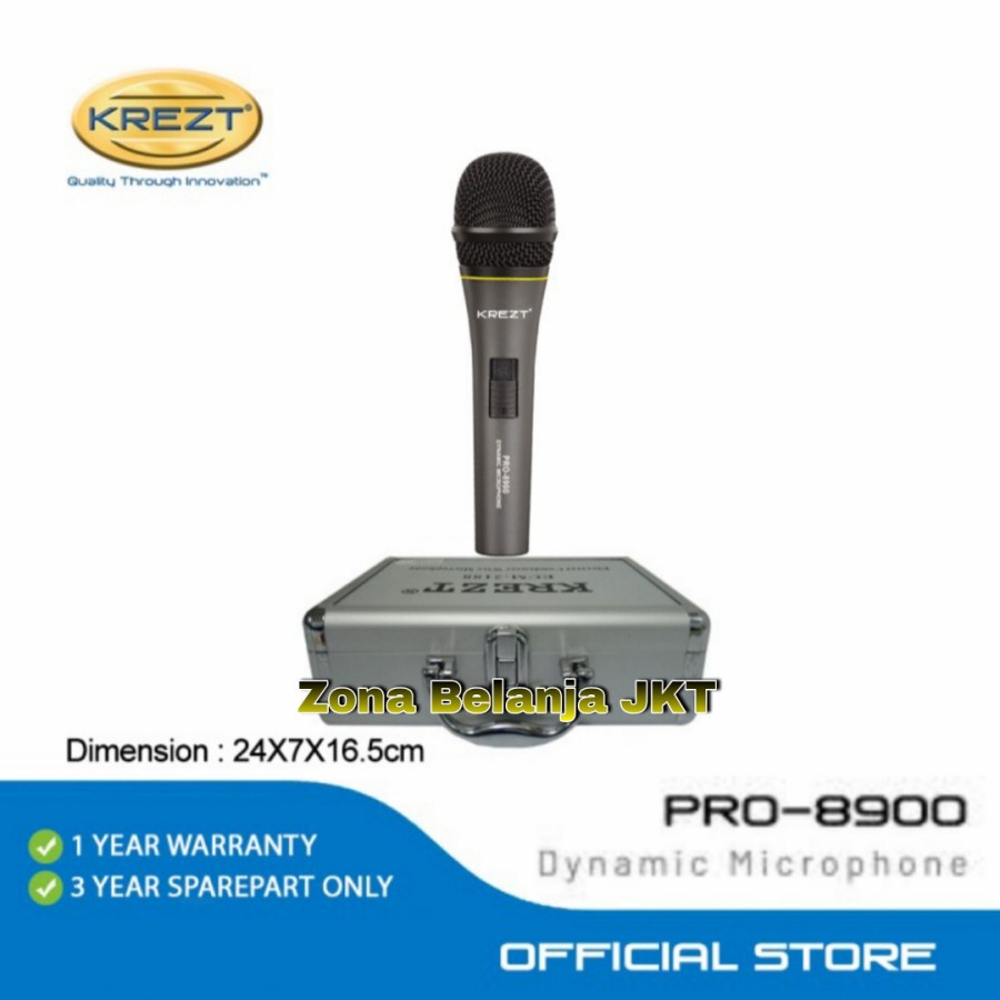 MICROPHONE - MIC KABEL KREZT PRO 8900 VOKAL MIC KAROAKE DYNAMIC ORIGINAL FREE KOPER MIC