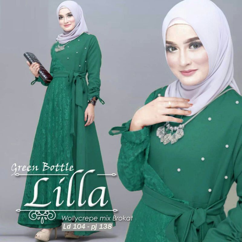 gamis brokat lilla dan Quenby Matt wollycrep mix brokat