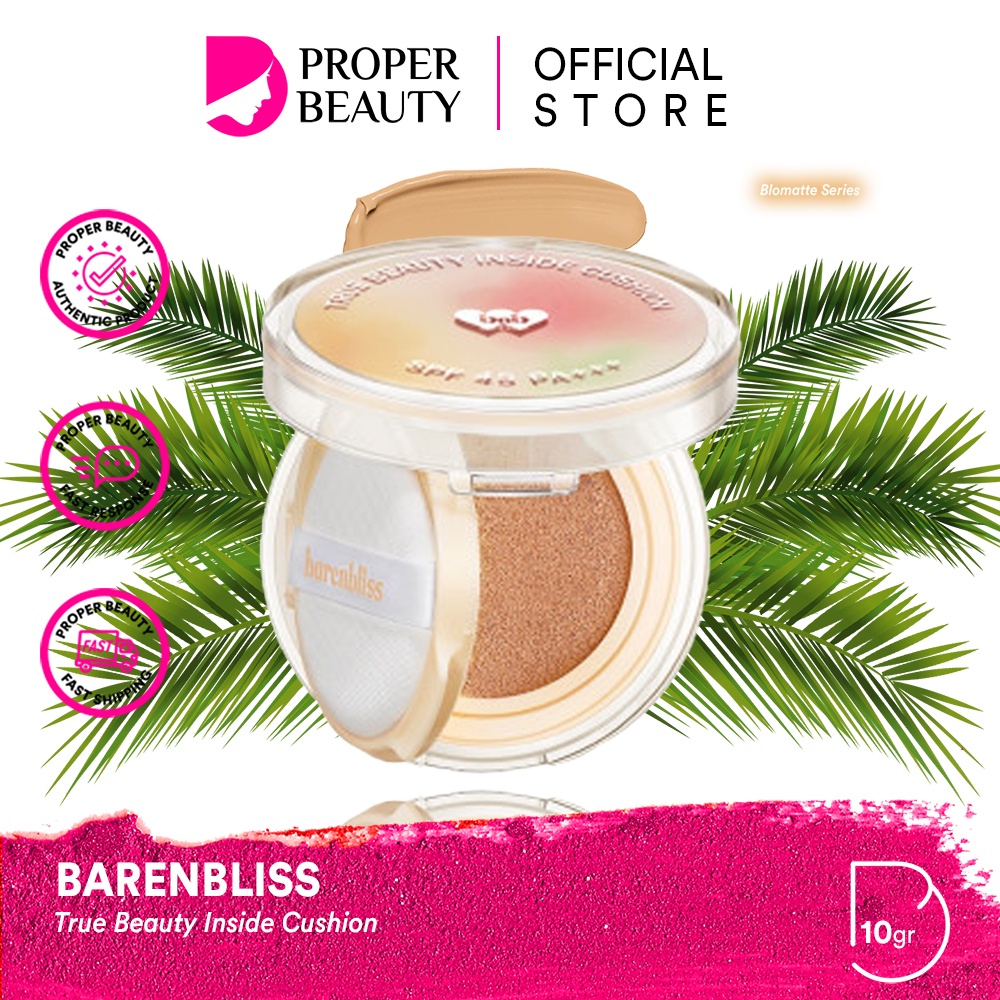 BARENBLISS True Beauty Inside Cushion Korea / Bloomatte Series / 24H Flawless Matte 10g / SPF 45 PA+++ / Full Coverage Non Greasy Non Cakey / 01 Light Petal 02 Medium Blossom 03 Beige Summer / Makeup Foundation Compact Powder Concealer Skin Tint BNB Paket