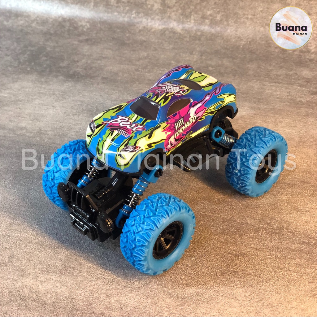 DIECAST OFF ROAD STUNT VEHICLE MAINAN MOBIL MOBILAN ANAK PULL BACK DIE CAST TRUCK