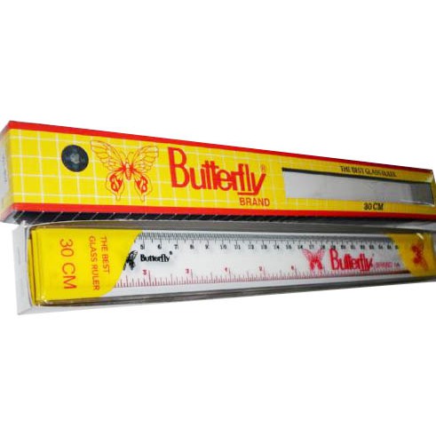 Penggaris / garisan / Mistar Plastik 30 cm Butterfly Plastic Ruler - 1 Lusin