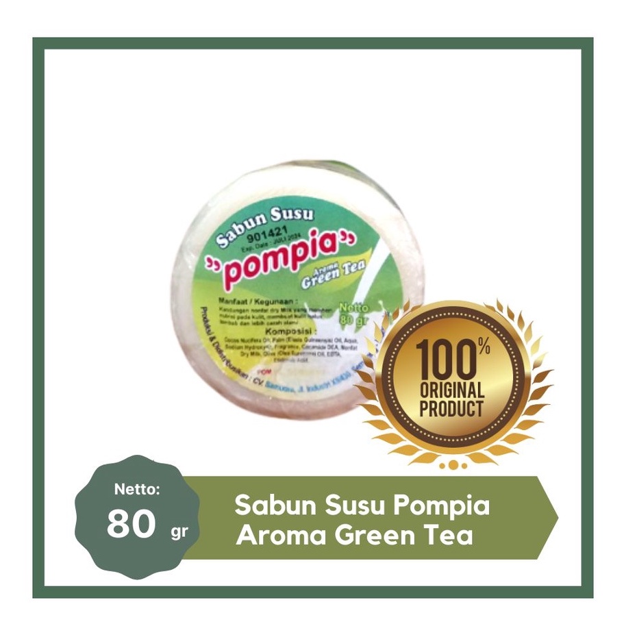 Sabun Pompia Susu Aroma Green Tea 80gr Sabun Susu Green Tea Pompia Bulat 1pcs pompia green tea