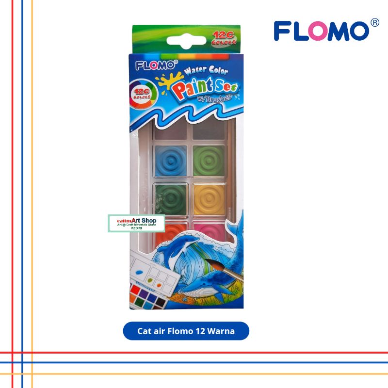 Flomo Watercolour Set Paint 12 Colour - Cat air Flomo