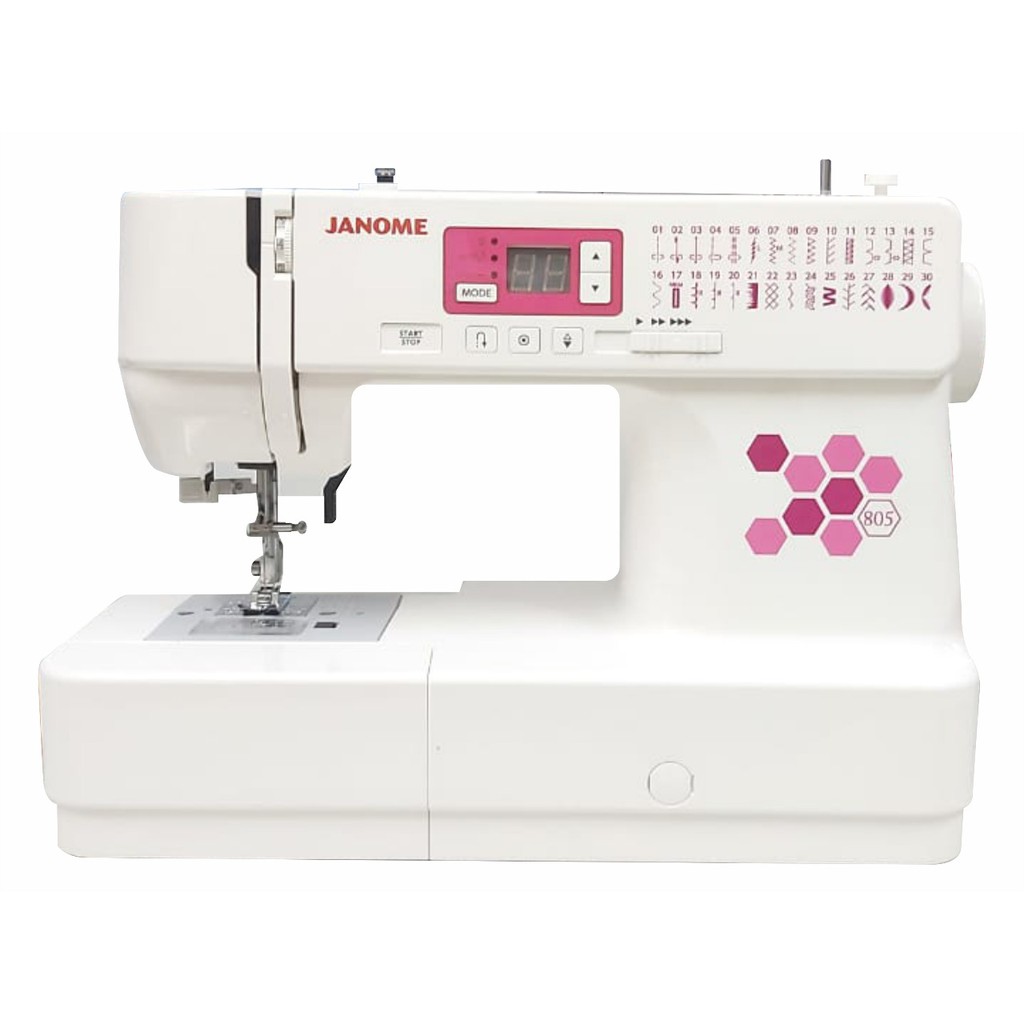 mesin jahit janome dc 805 paket meja extension original - cover layar pink