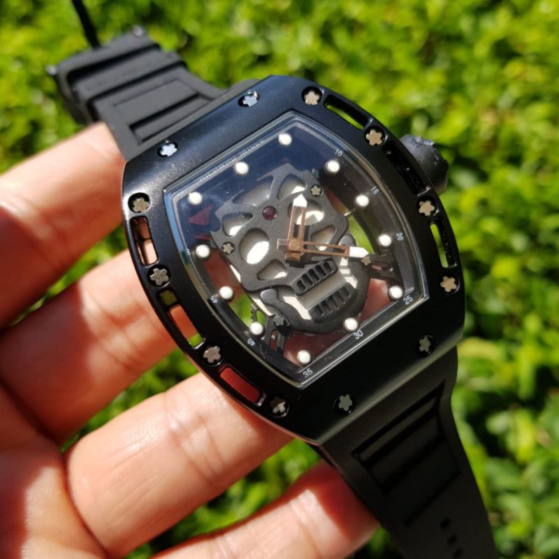 JAM TANGAN PRIA RM SKULL MESIN BATERAI