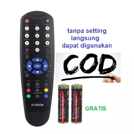 Original Remot Remote Receiver Parabola K-Vision Bromo C1000 Vision Gratis Baterai / Topas TV Bromo 