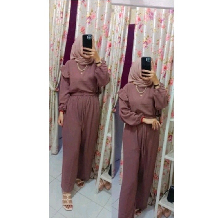 SETELAN WANITA KEKINIAN SET RUBY (BAJU + CELANA ) TERBARU TERMIURAH / SETELAN MOS CREPE / SETELAN CRINCLE