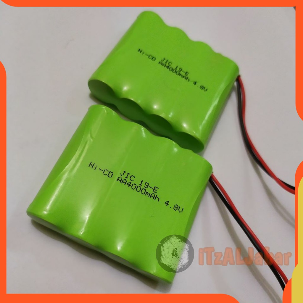 Baterai Mobil remot RC Nicd 4000mAh 4.8V soket Hitam