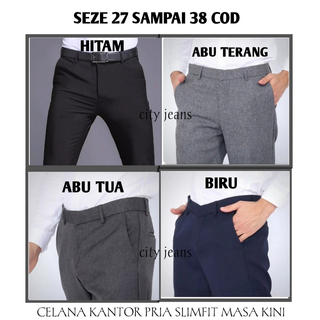 CELANA BAHAN | KERJA | FORMAL | KANTOR | PANJANG | HITAM | DASAR PRIA SLIMFIT / Celana Pria COD