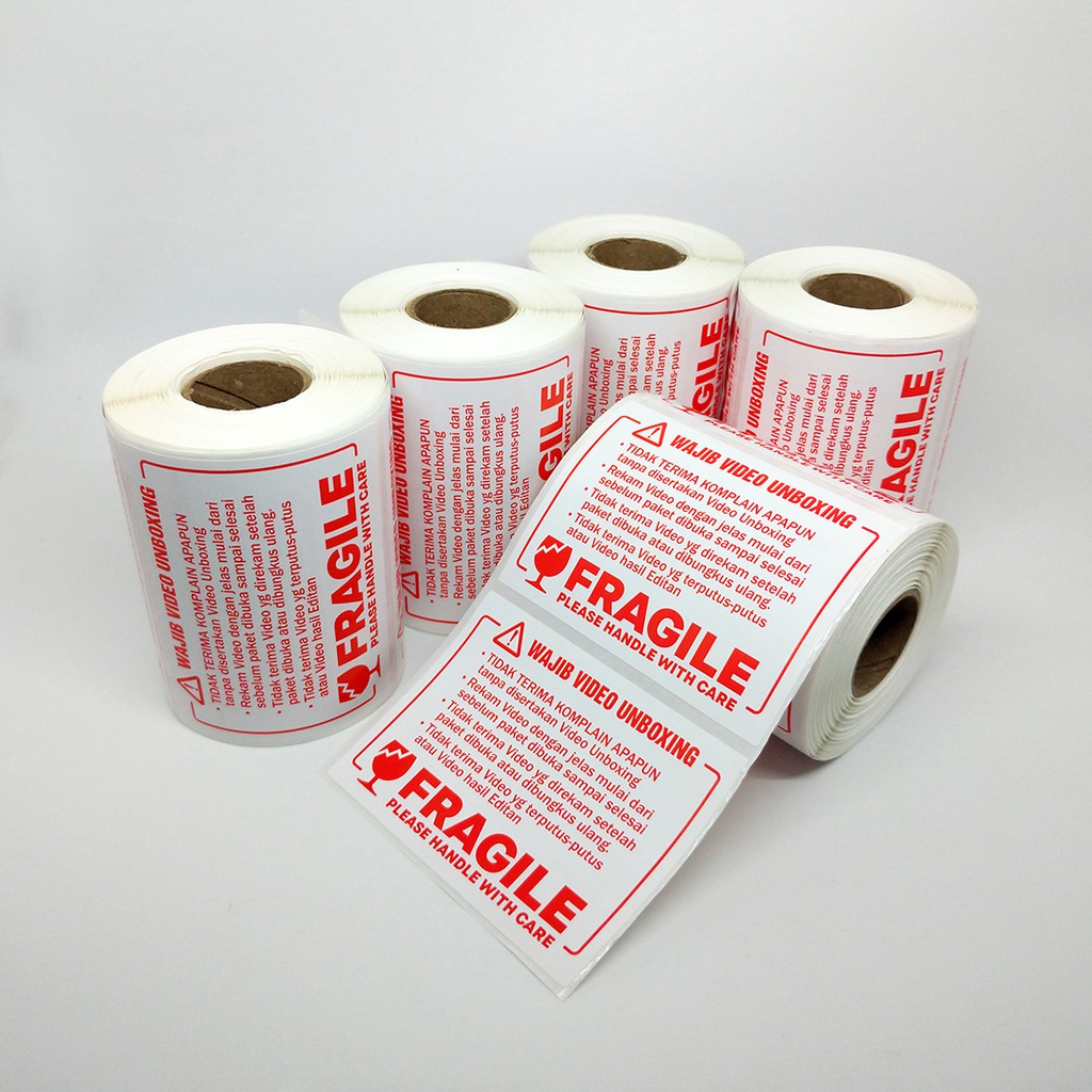 

HJK Sticker Fragile Label Wajib Video Unboxing Stiker Pengiriman Online Shop 6 x 8 cm (1 roll/ 300