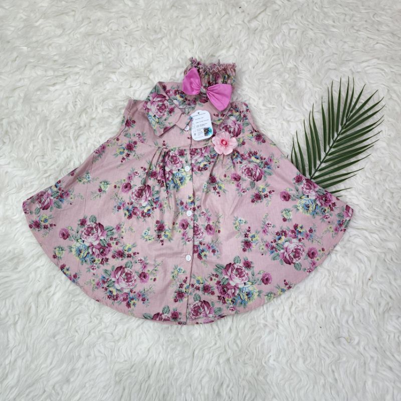 Baju bayi perempuan dress kipas + bandana