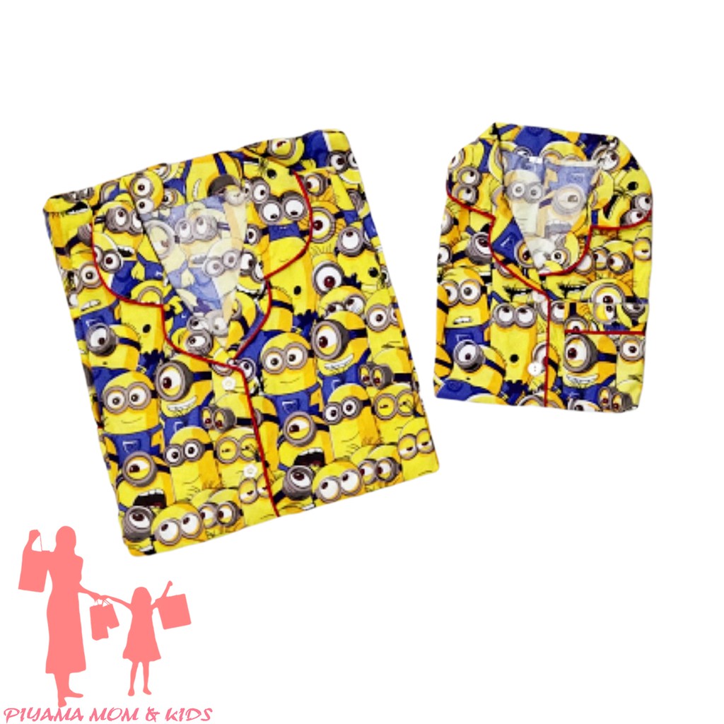 Baju Tidur Anak dan Dewasa Piyama Mom Kids Minion