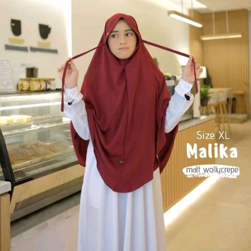 Khimar Malika size L, XL, XXL | khimar syar'i | non ped | bahan wollycrepe premium |