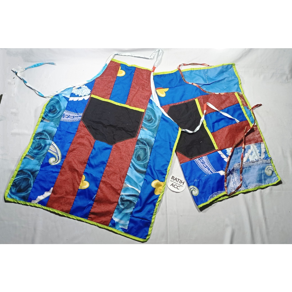 CELEMEK  APRON DEWASA DAPUR MASAK SAMBUNGAN KAIN PERCA