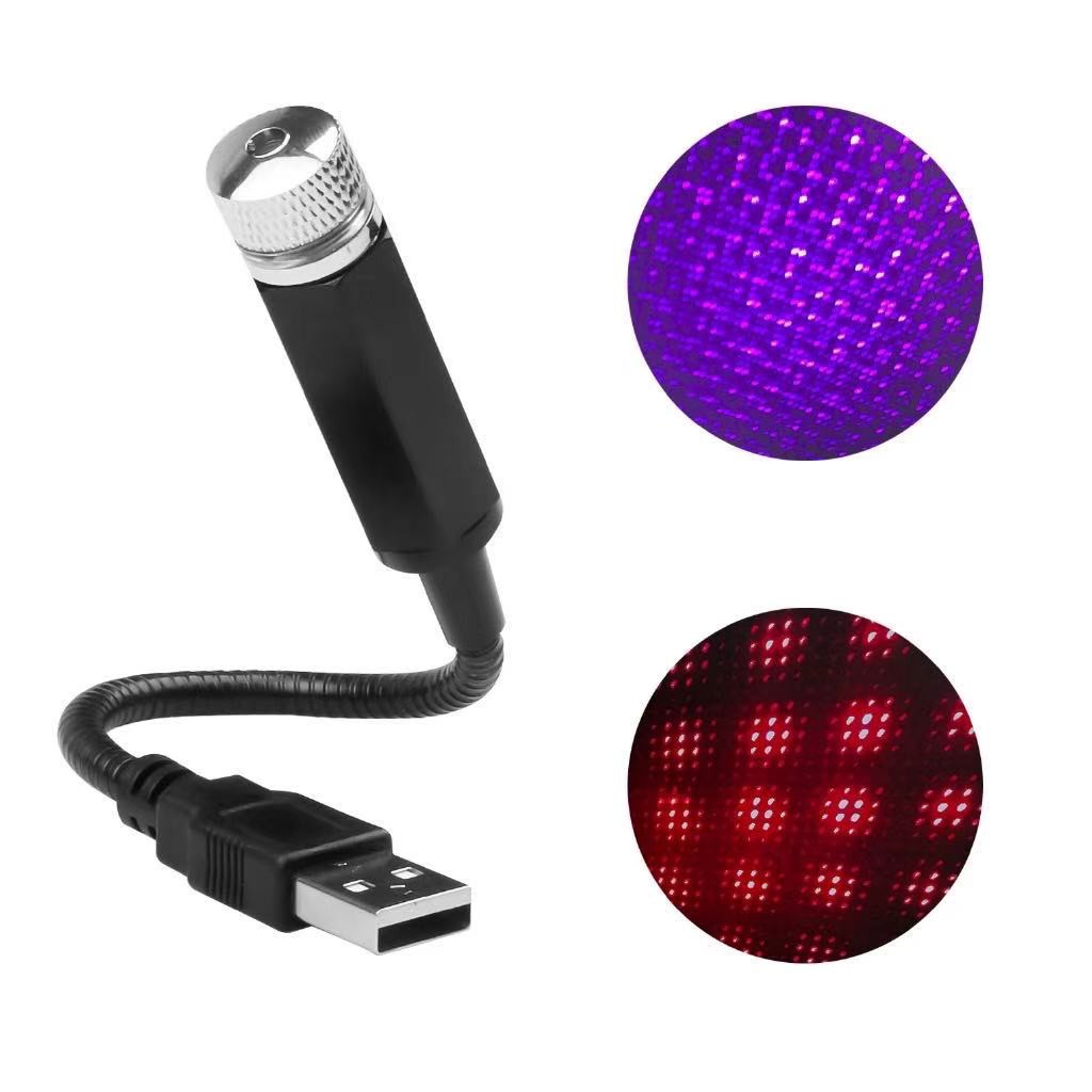 Lampu Proyektor laser LED Mini USB Universal Warna Biru Merah Untuk Dekorasi Interior Atap Mobil