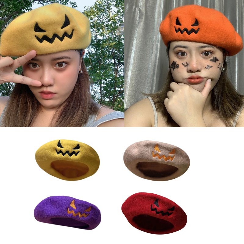 Topi Baret Motif Bordir Untuk Halloween