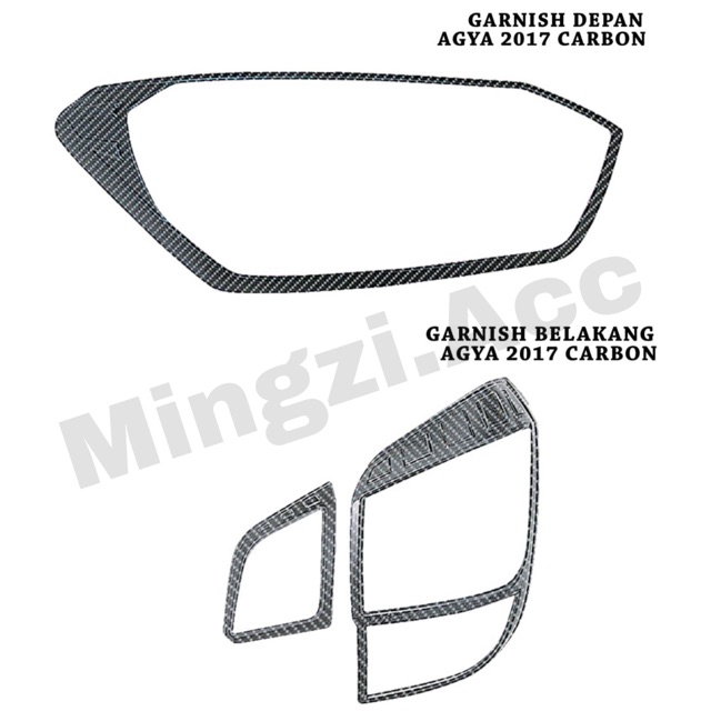 AGYA NEW 2018 2019 2020 GARNISH LAMPU DEPAN BELAKANG COVER CARBON KARBON