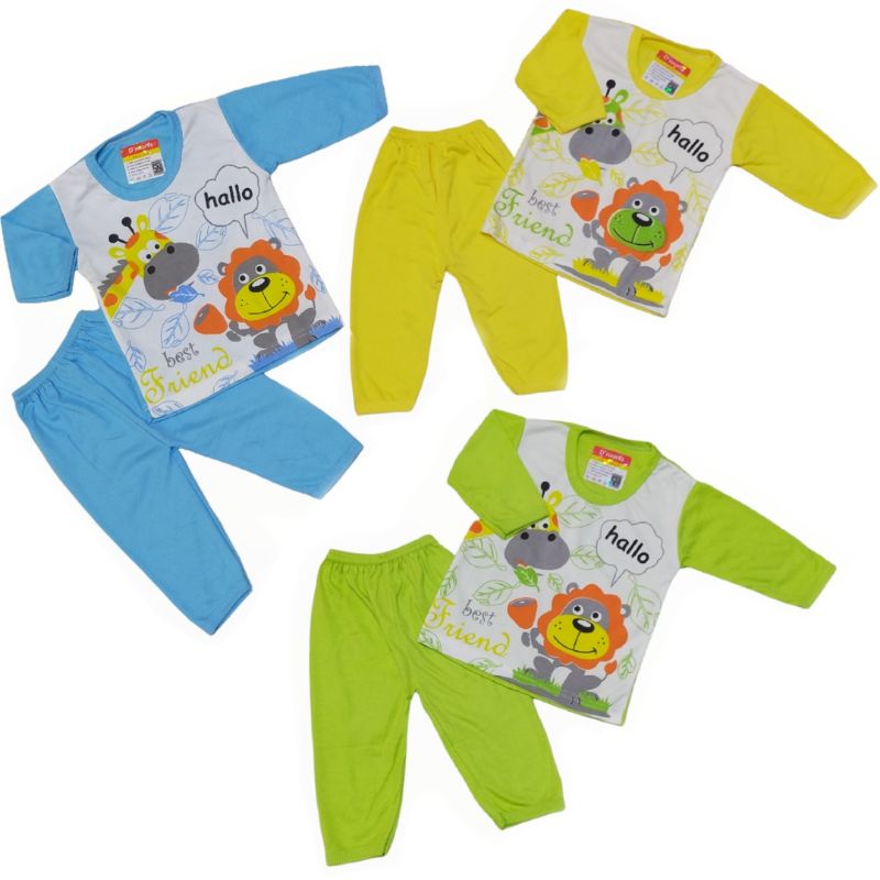 Setelan Kaos Panjang Soft Cotton size 6-18 bln Piyama Bayi