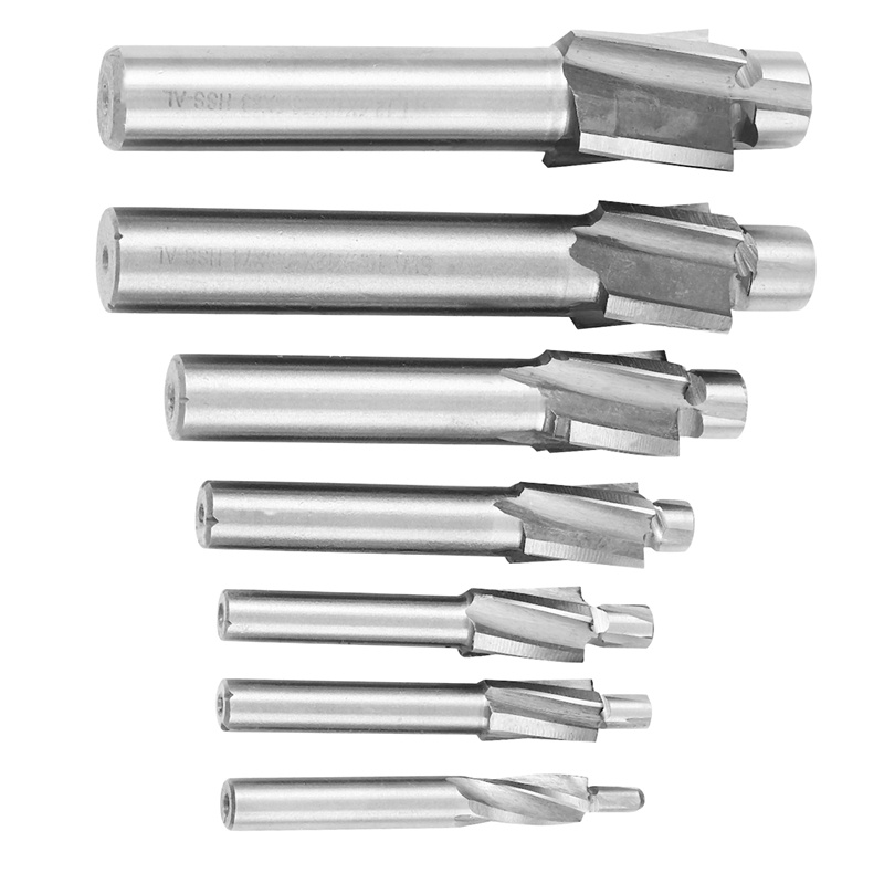 7Pcs Mata Bor Hss M3-M12 Counterbore Milling Cutter Pilot Slotting Tool End Mill Slotting