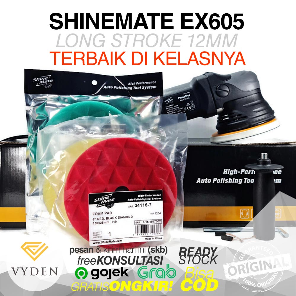 MURAH Mesin Poles Shinemate Dual Action Spot Polisher EX605 5in Orbit 12mm GRATIS 3 PAD