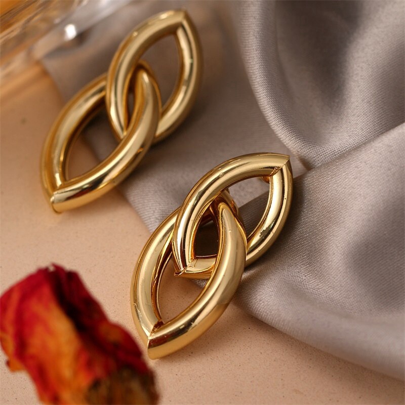 New Fashion Statement Earrings Vintage Geometric Matte Gold Earrings For Women Jewelry