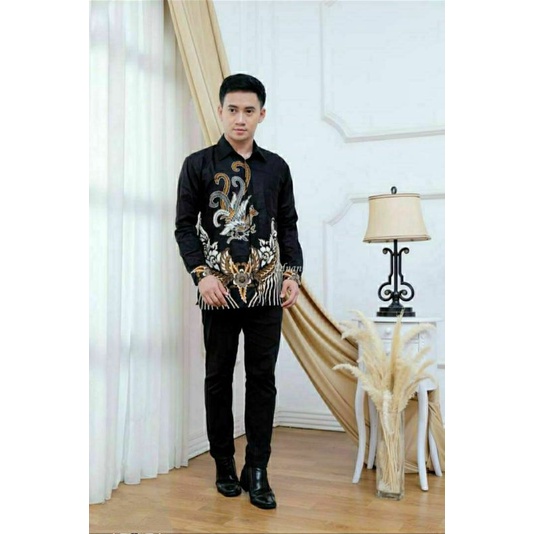 KRMEJA BATIK PRIA LENGAN PANJANG MODERN MOTIF AYAM