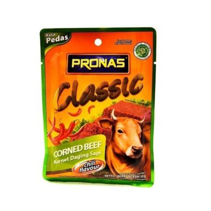 Pronas Corned Beef Chili Sachet 50gr Kornet