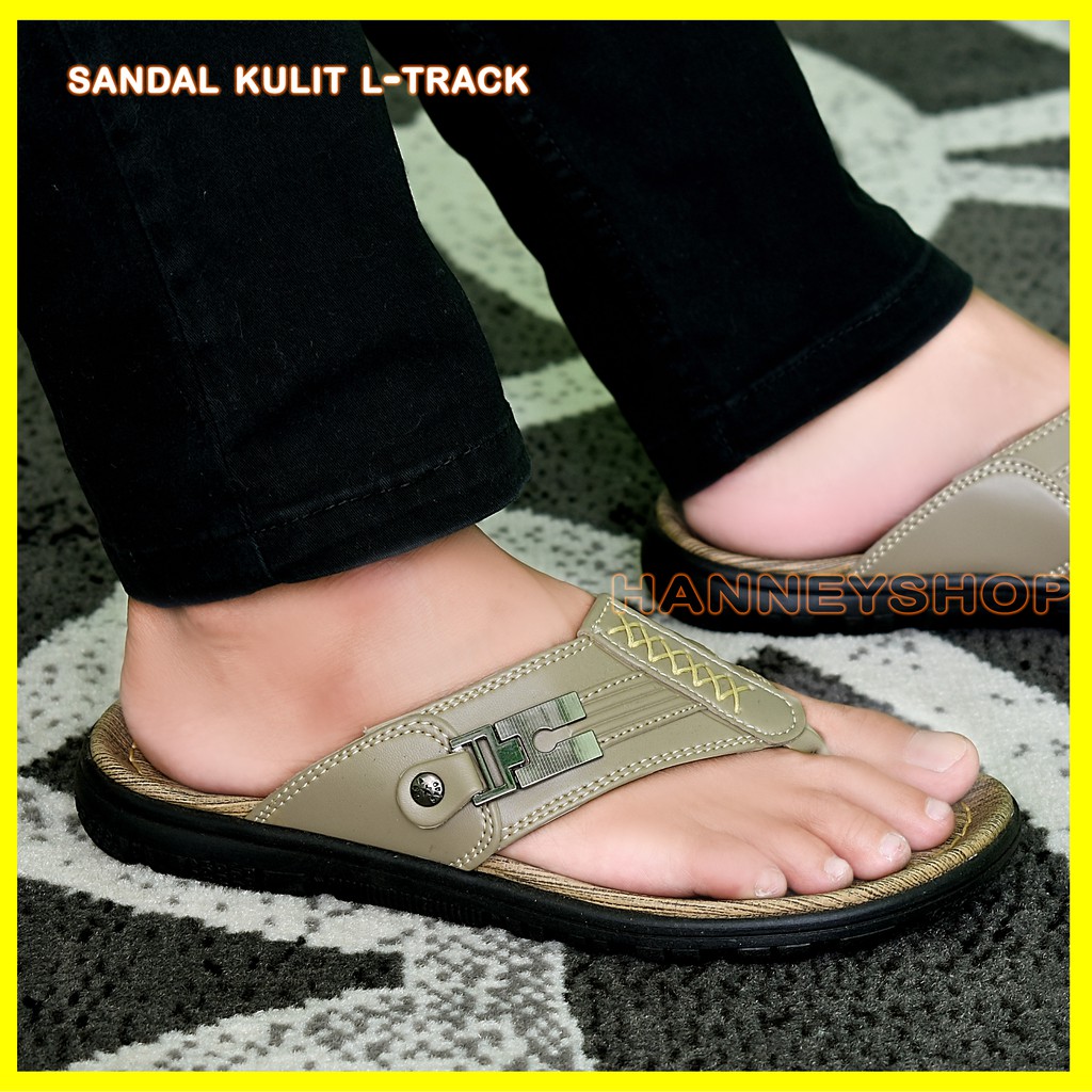 L-TRACK Sandal pria model selop size 39-43 bahan sol pvc non slip upper kulit sintetis