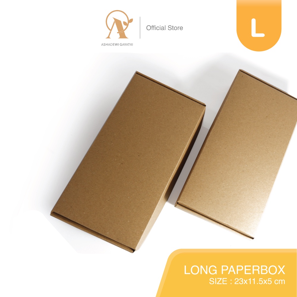 

Ashadewi Gayatri - Long Paperbox L / Large Size + Laminasi (23x11.5x5 cm) Kraft / Bow Brownies / Dus Kue
