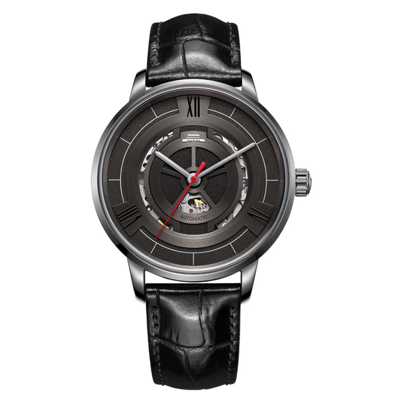 Jam Tangan Pria Beijing BG090010 Star Hunter Man Black Dial Black Leather Strap