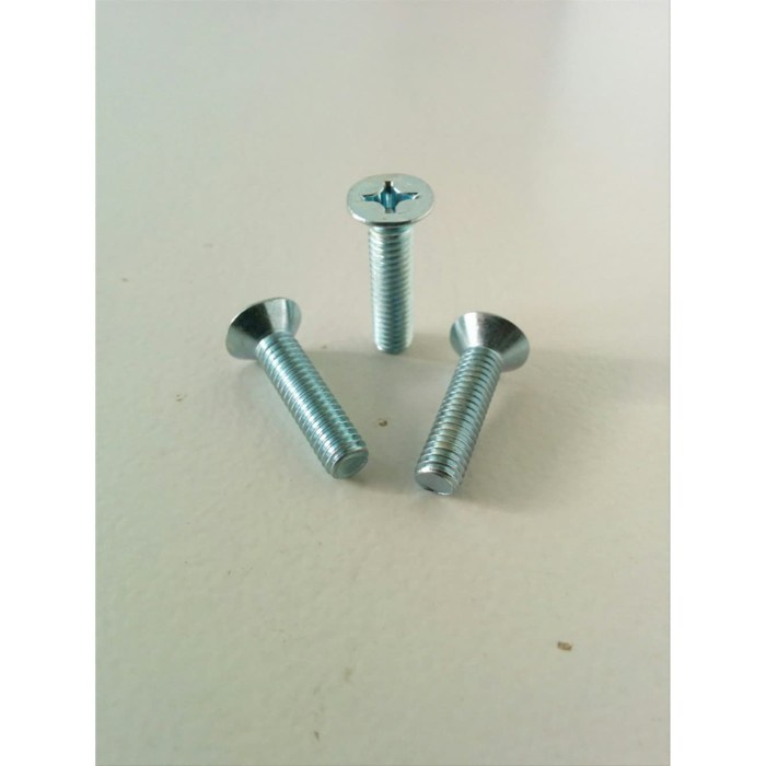 SALE Baut JF M8x40 Besi Galvanis Flat M8 x 40mm warna putih