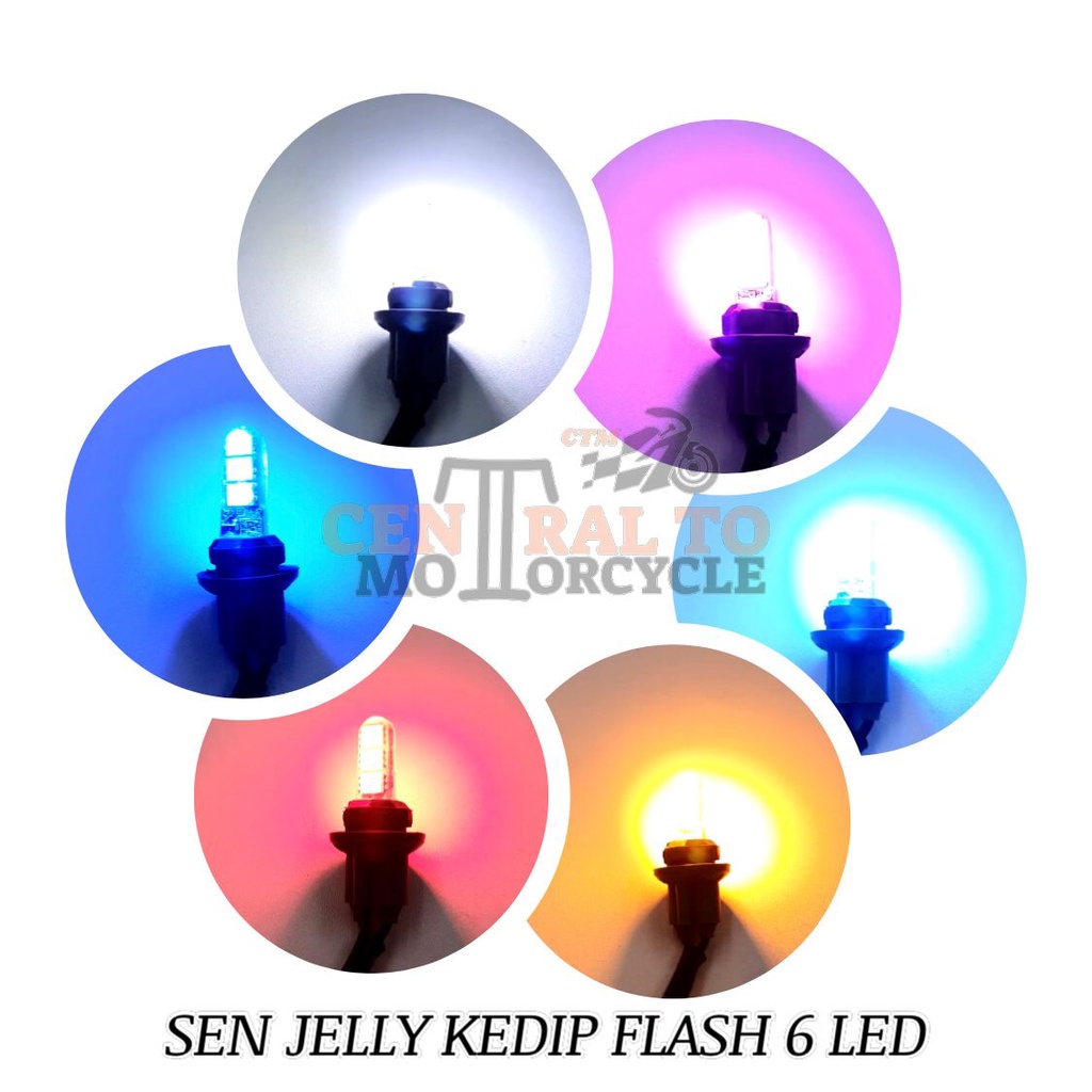 [ 2 BIJI ] LAMPU SEN JELLY KEDIP FLASH T10 6 MATA LED UNIVERSAL