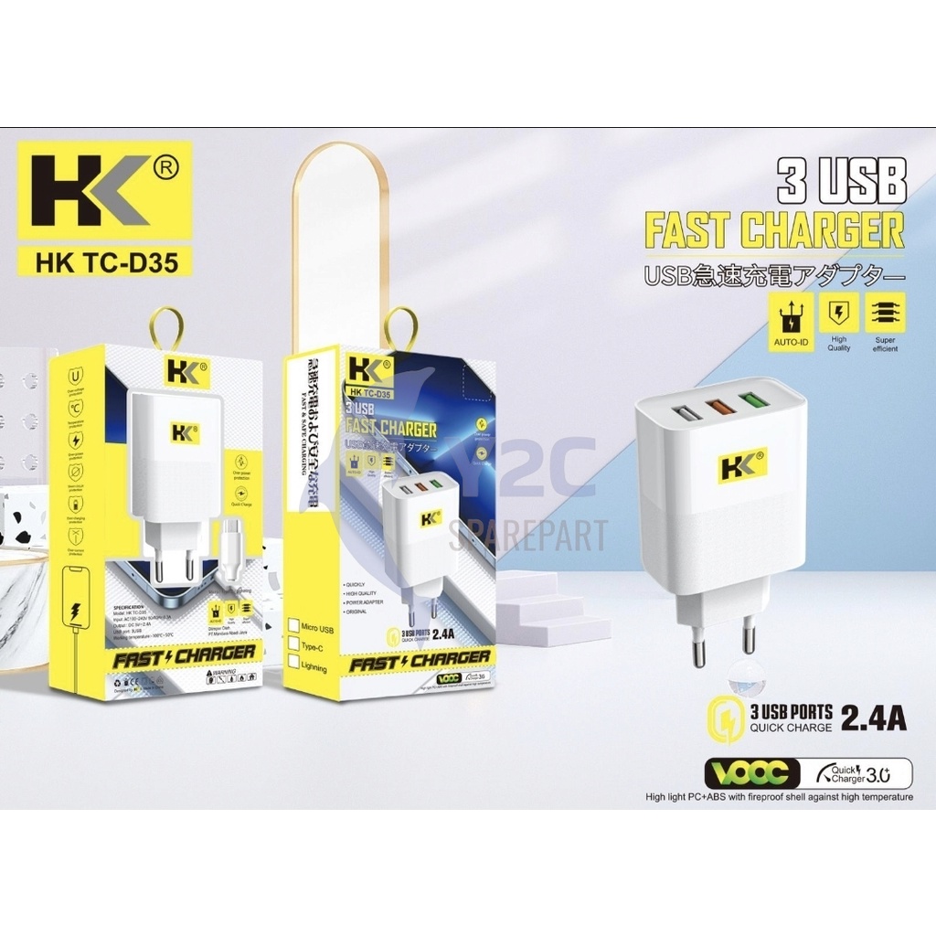 CHARGER HK D35 3 AUTO ID 3 USB FAST CHARGER / CASAN CAS