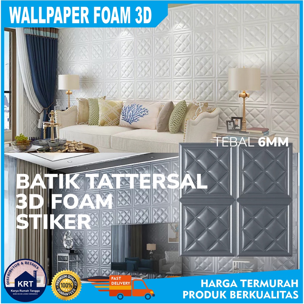 Jual Wallpaper Foam Stiker Dinding Tattersal X Cm Wallpaper Foam D Wall Sticker Dinding