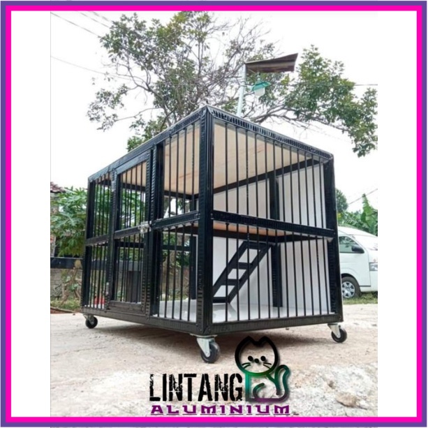 Kandang Kucing Hitam Aluminium Minimalis 1kamar