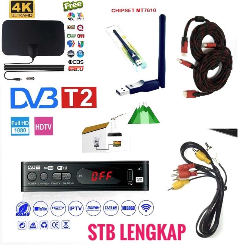 set boxTV Tuner Box H.265 1080P DVB-T2 - DZ084 MT7601 STB DNMR Receiver TV DIGITAL Set Top Box DVB T