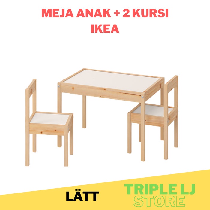 Kursi Kayu - Set Meja Anak Belajar Bermain Dan 2 Kursi Anak Kayu