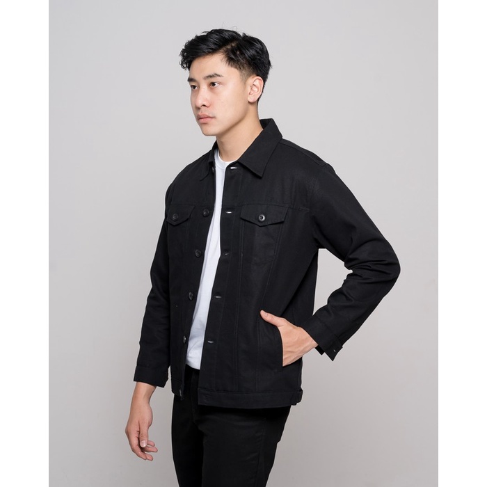 [jaket]Livehaf - Trucker Canvas Jacket Black dede50q