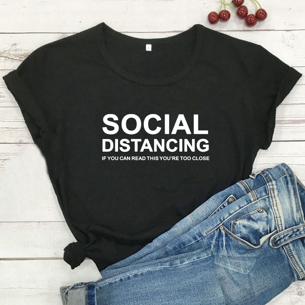 MYSTIQUE.ID-BAJU KAOS SOCIAL DISTANCING T-SHIRT LUCU DAN AESTHETIC