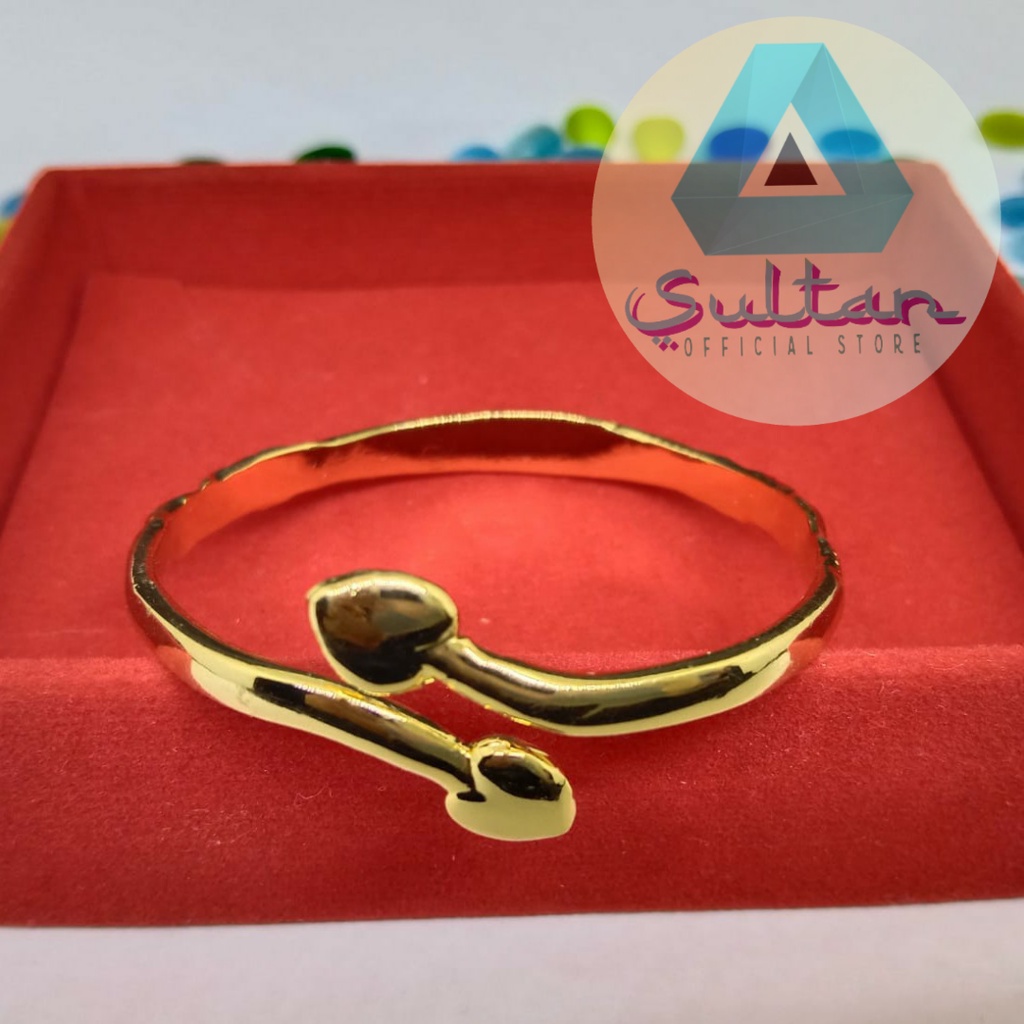 Gelang Bayi Gelang Anak Ukir Nama Berlapis Emas 24k Logam Kuningan Original Motif Love