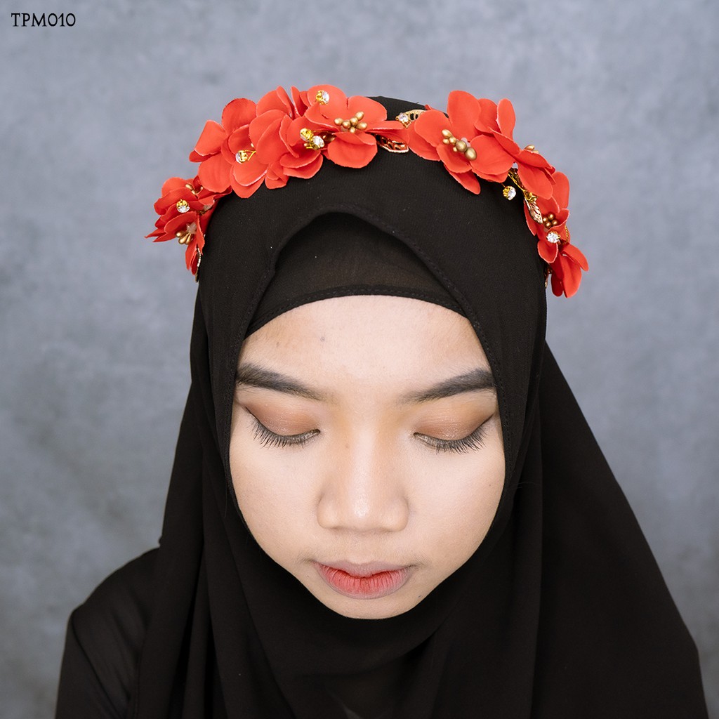 [STOK TERBATAS] FASHION ASESORIS PESTA HIJAB TIARA WEDDING MERAH TPM010