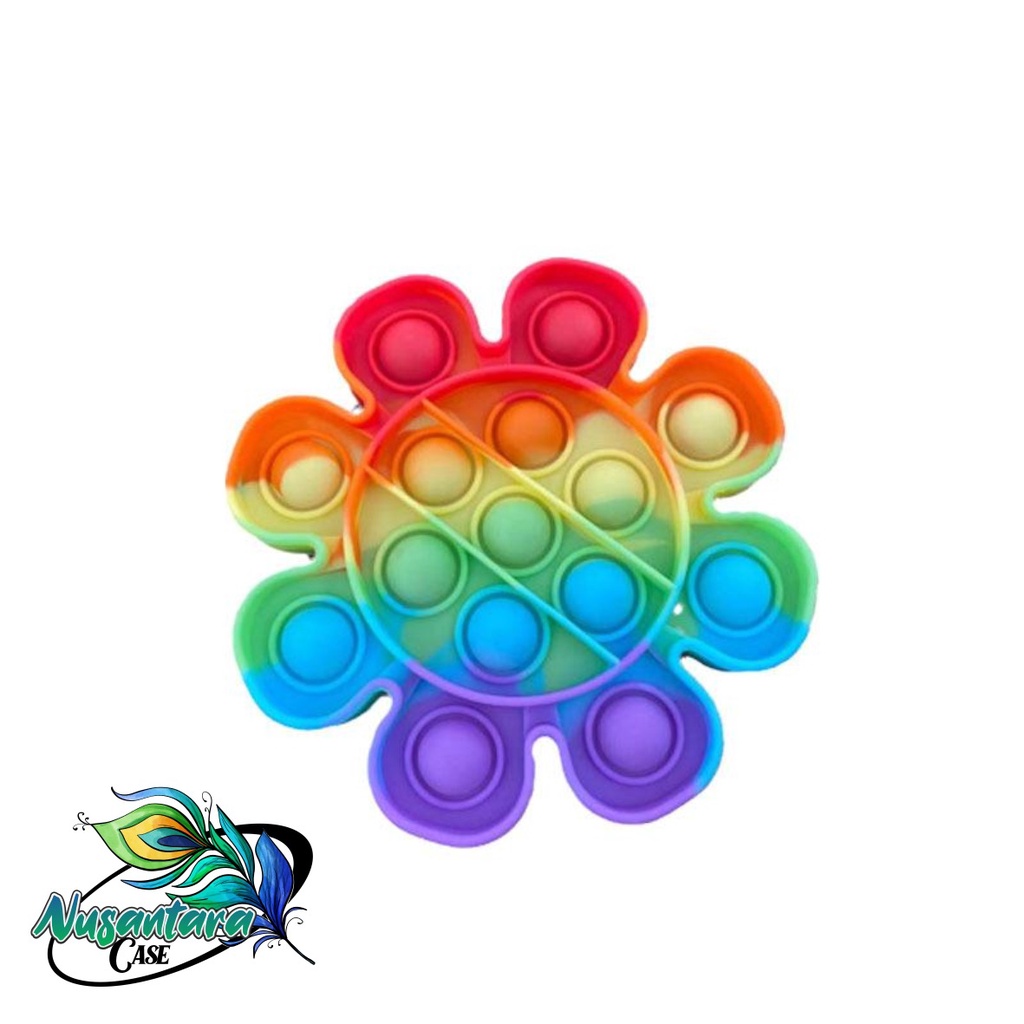 pop it fidget push bubble toys gelembung 3d rainbow pelangi karakter mainan anak NC7433-BUNGA