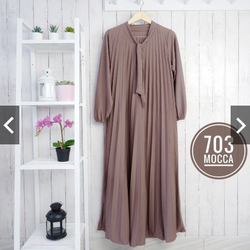 BD 703 - GAMIS PLISKET LEHER DASI MODEL PITA REMPEL MAYUNG HYGET MUSLIM POLOS ABG MURAH MAXY PANJANG