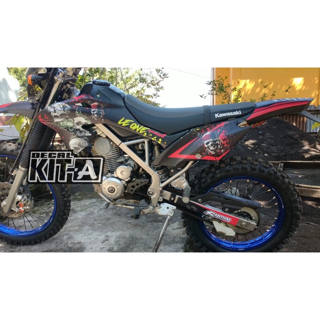 Decal Sticker Kawasaki Klx 150 Bf Dekal Stiker Klx G Full Body Tengkorak Merah Hitam
