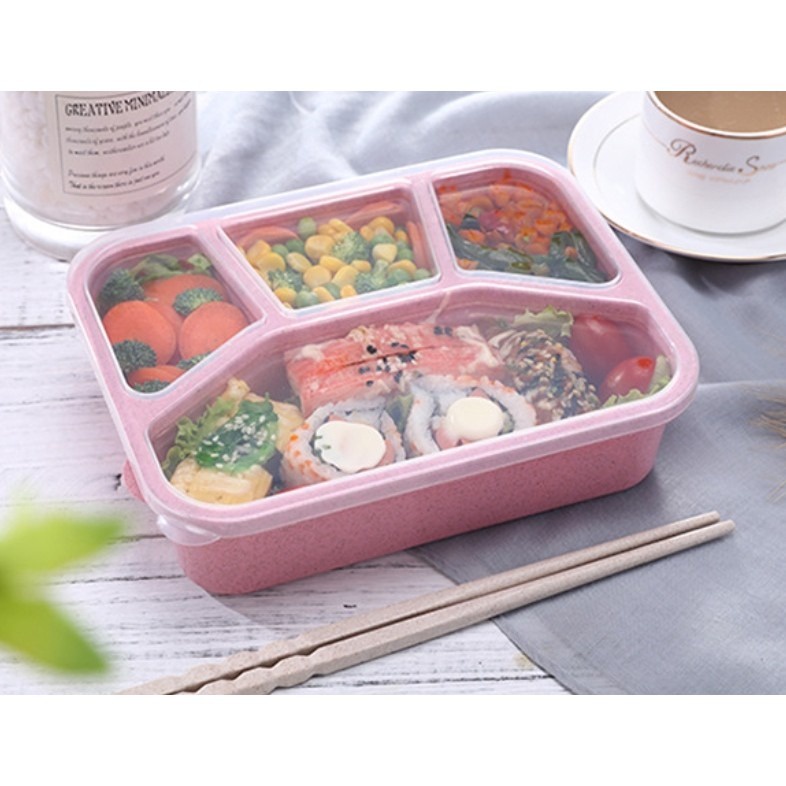 Lunch Box Jerami 3 Sekat 4 Sekat Kotak Makan Bekal Anak Portable