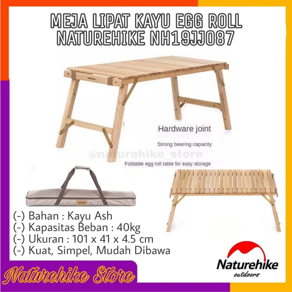 jual meja lipat portable kayu outdoor camping folding foldable