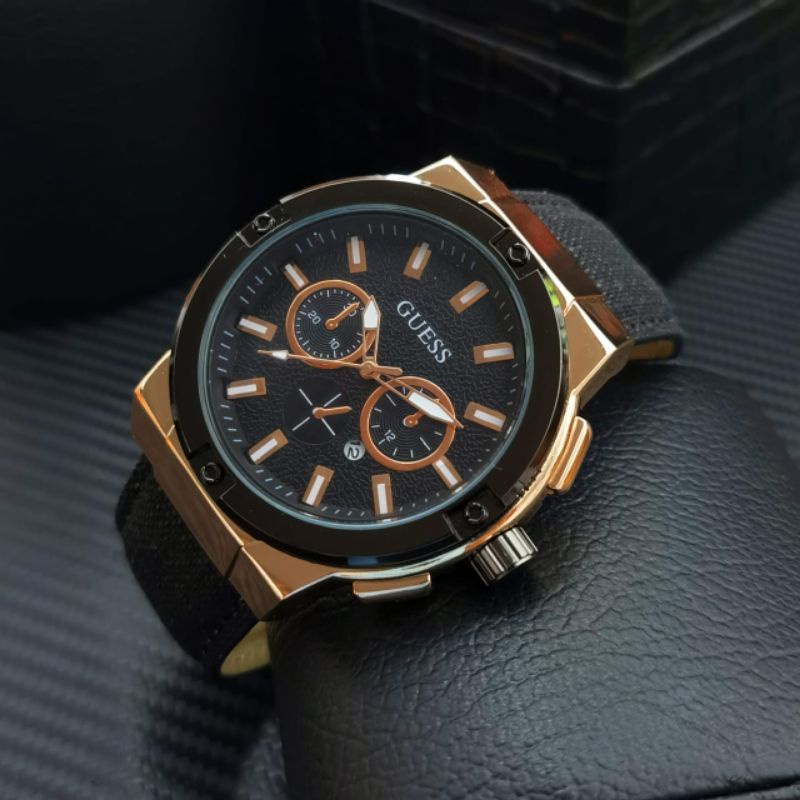 COD,,, Jam Tangan PRIA Kualitas Premium GUES545mm Crono variasi Tanggal aktif Tali kanvas