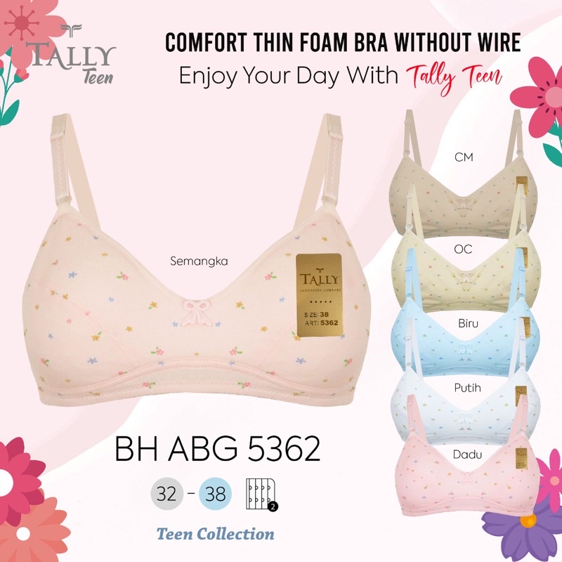 TALLY BRA BH REMAJA ABG 5362 I TANPA BUSA I TANPA KAWAT I SIZE 32-38